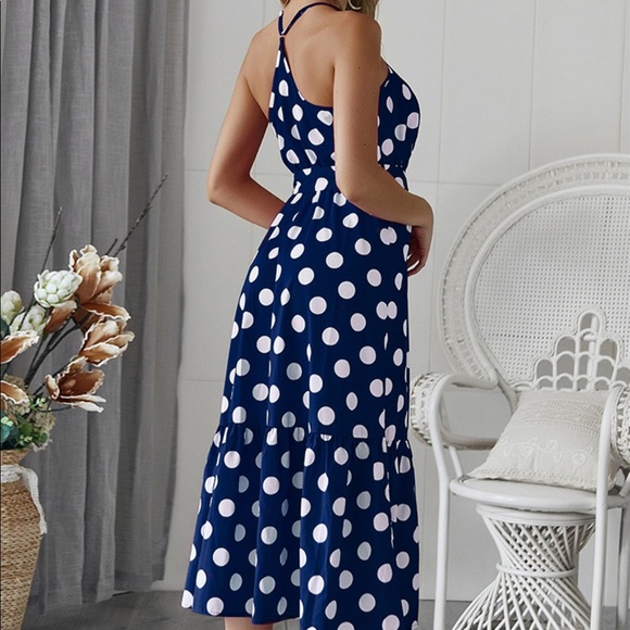 ☀️ LAST • Spaghetti Strap Polka Dot Midi Dress - Picture 3 of 3